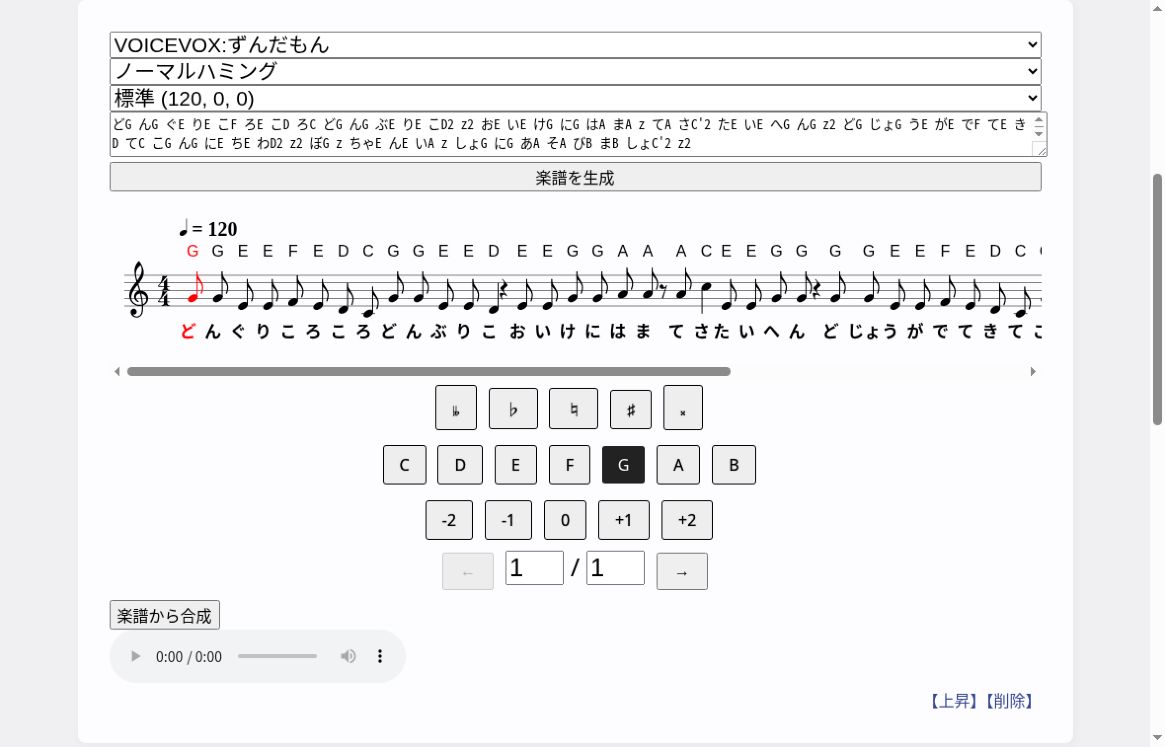 サンプルから開いた楽譜